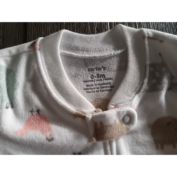 Carter's 0-3 month Long Sleeve Fleece Zippered Animal Print Sleep Sack Sleeper - Picture 6 of 10